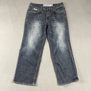 Vintage Avirex Jeans Mens 34x30 Blue Wide Leg Embroidered Skater Y2K Pockets